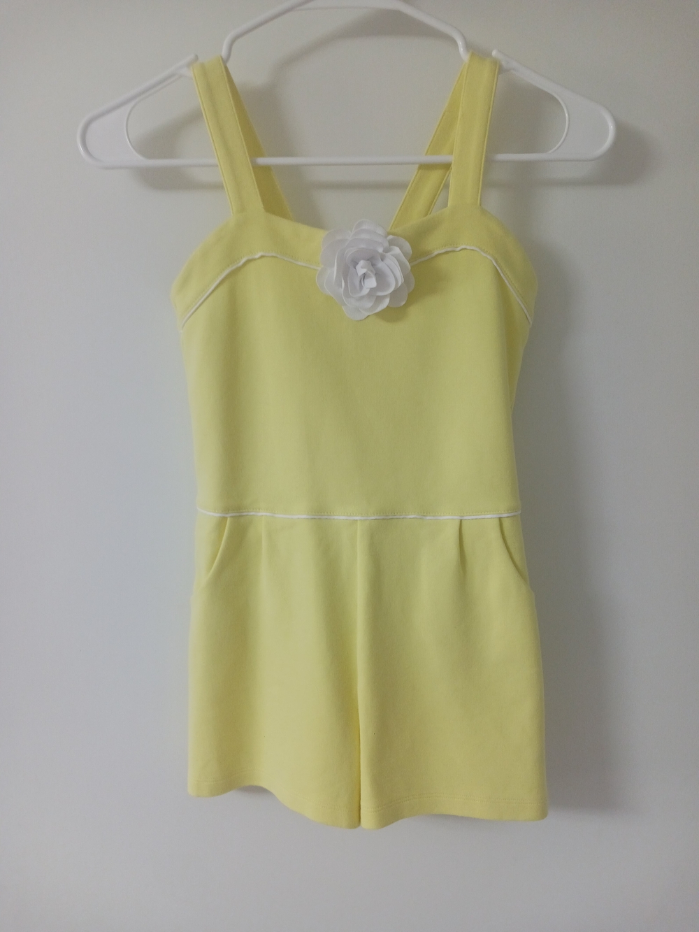 Janie and Jack Yellow Girls Romper with White Flower
